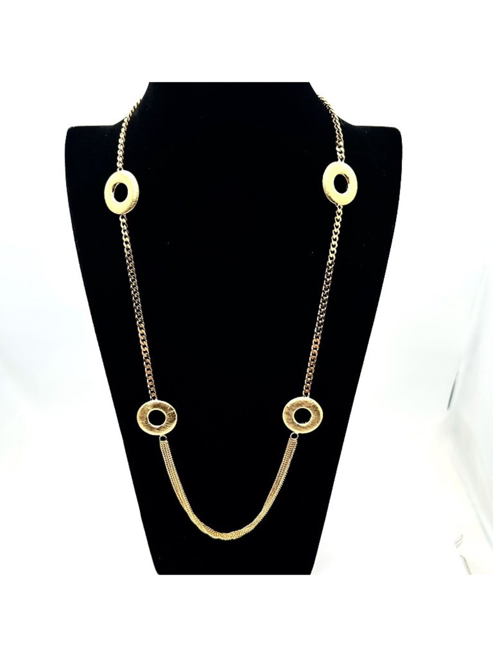 Moda Al Massimo 18K Gold Plated Bronze Brushed Circled Necklace 28 Inch